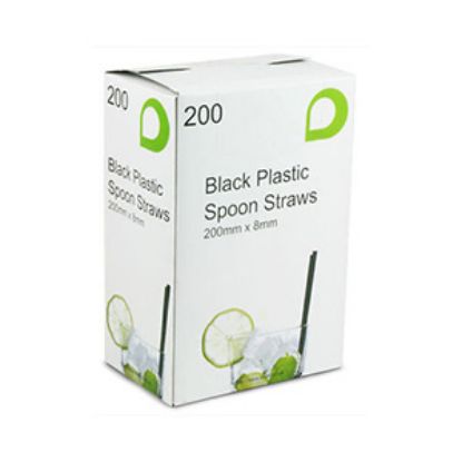 Picture of Straws Slushie Black w/spoon Compost  x250